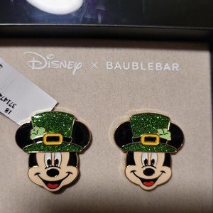 NWT!! Baublebar x Disney Mickey Mouse St. Patrick's Day earrings